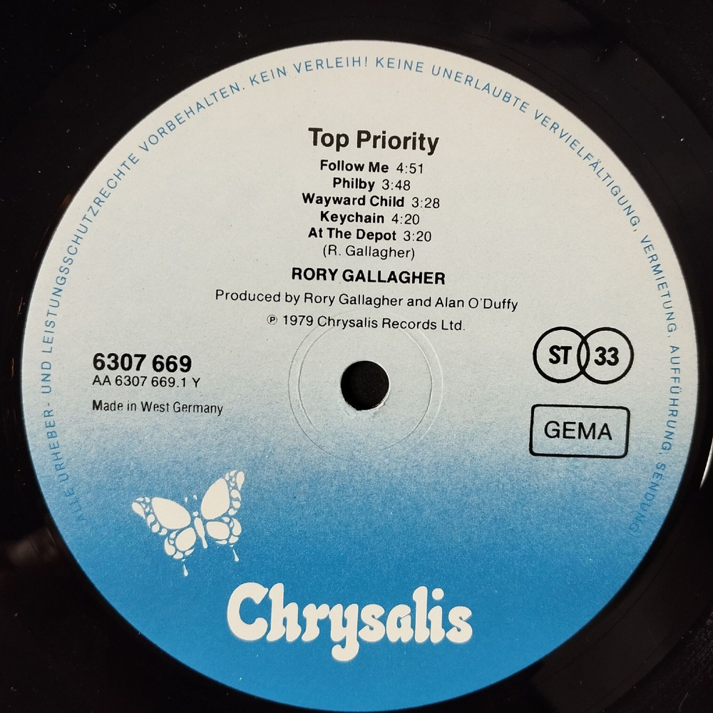 Винтажная виниловая пластинка LP Rory Gallagher Top Priority (Germany 1979)