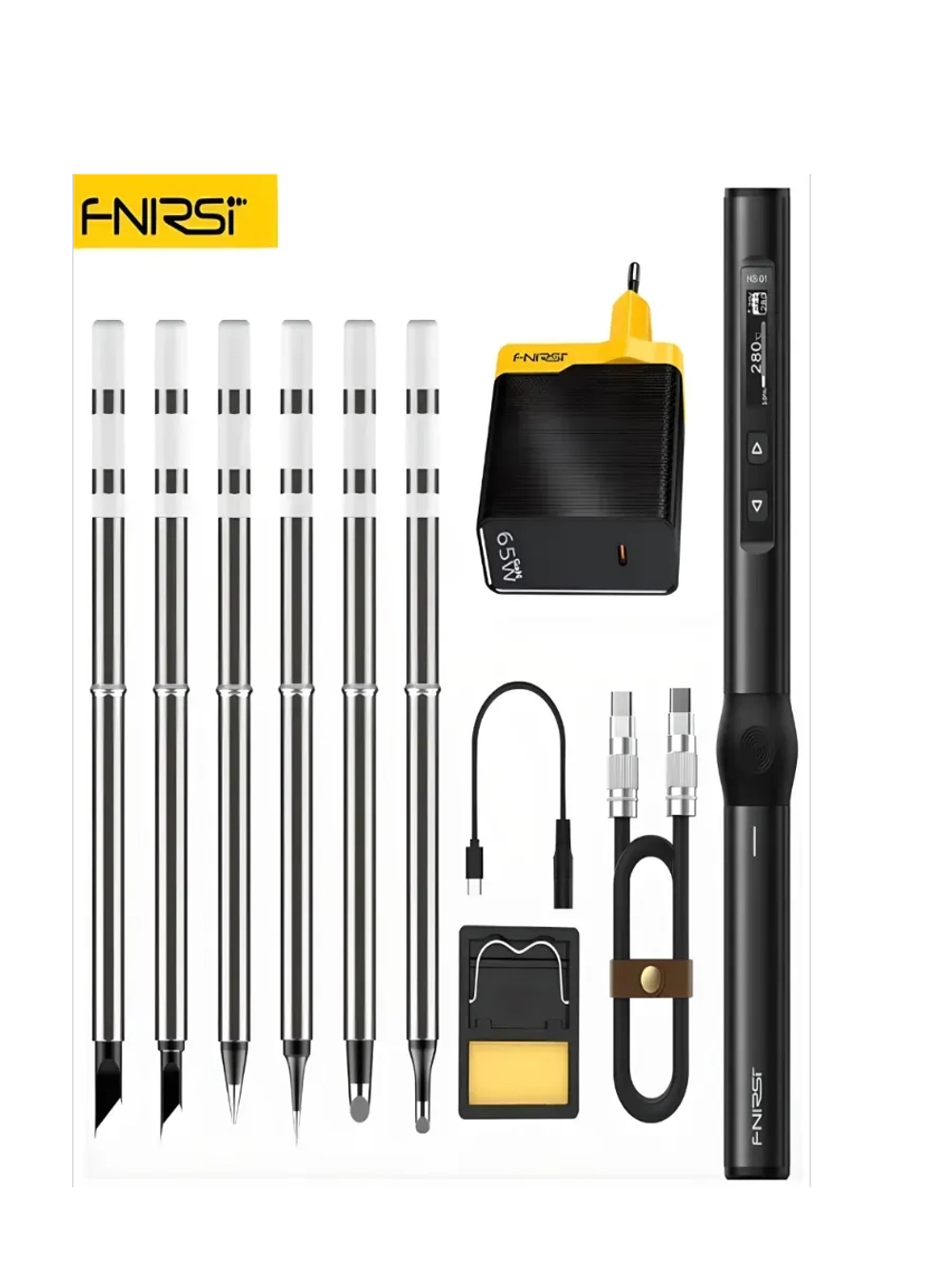 Умный паяльник FNIRSi HS-01 BLACK с 6 жалами