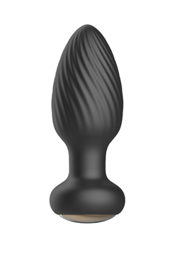 Черная анальная вибропробка с вращением и пультом ДУ