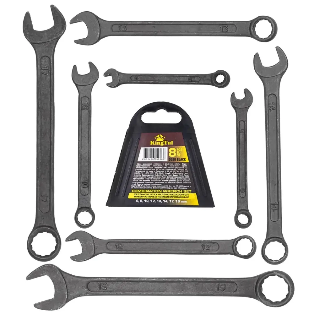 Набор ключей комбинированных 6пр. KINGTUL KT-5086 Black