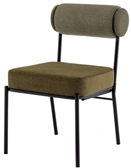 Стул обеденный Ponpoun зелёная ткань, ножки черная сталь