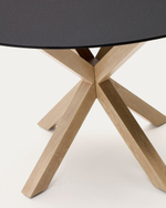 Круглый стол Argo из матового черного стекла и стальных ножек под дерево, Ø 120