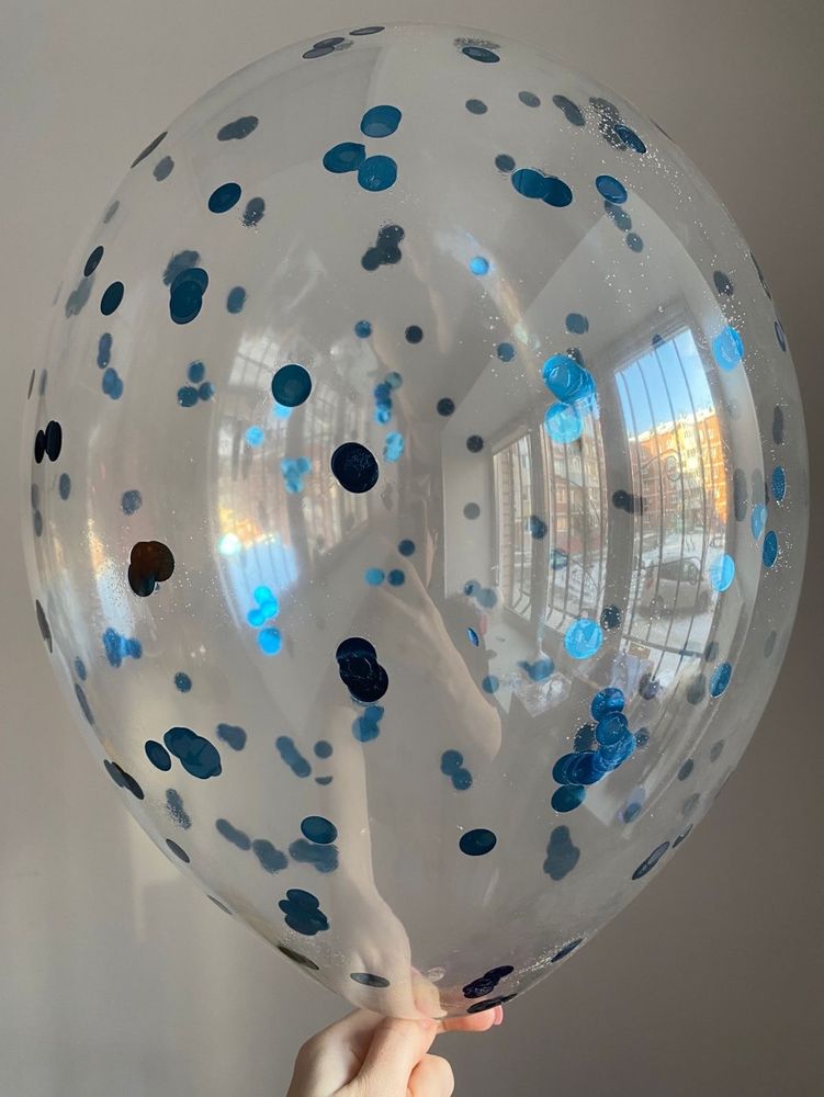 Воздушный шар с наполнением конфетти круг морской голубой/океан  ПАЛИТРА №4437