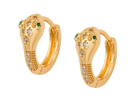 Серьги-кольца "Змейки" 13мм, со стразами