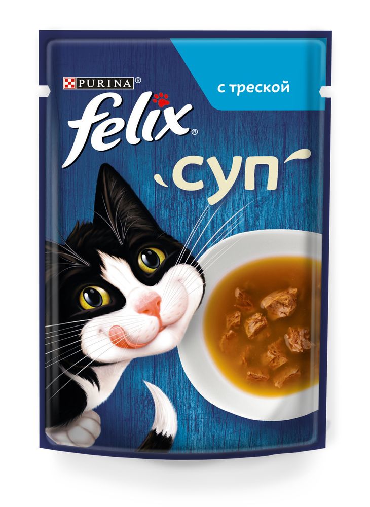 Влажный корм для кошек Felix Суп с треской 48 г