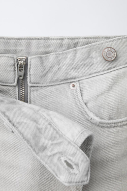 ZARA ДЖИНСОВАЯ ЮБКА-ШОРТЫ, СВЕТЛО-СЕРЫЙ