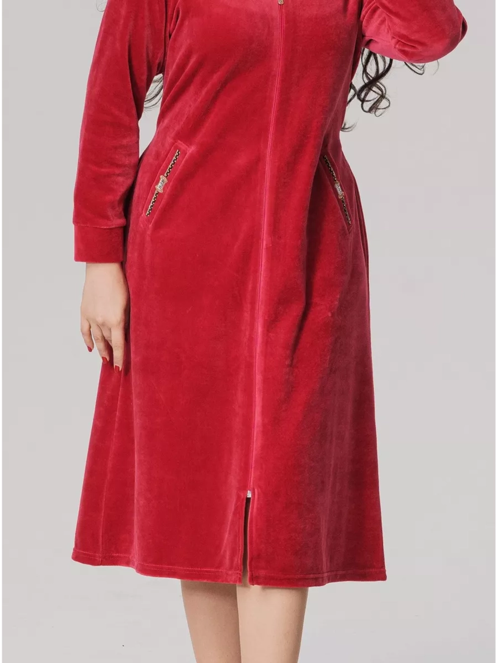 Халат велюровый на молнии большие размеры
