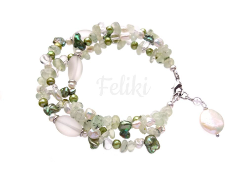 браслет с кварцем и жемчугом