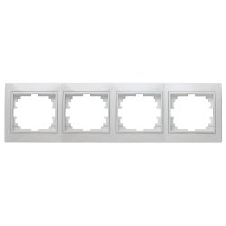 Рамка для розеток и выключателей Intro Plano 1-504-01 на 4 поста горизонтальная, СУ, белый | Intro Plano Белый