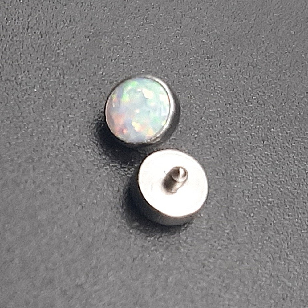 Накрутка 1 шт для микродермала  круглая 4 мм с радужным кристаллом, толщина резьбы 1,6 мм для пирсинга. Титан G23