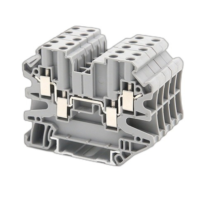 Клемма проходная, винтовой зажим, 4 точки подключения, 2.5 кв.мм, серая