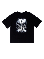 Футболка с принтом "Кот Баюн". Черная