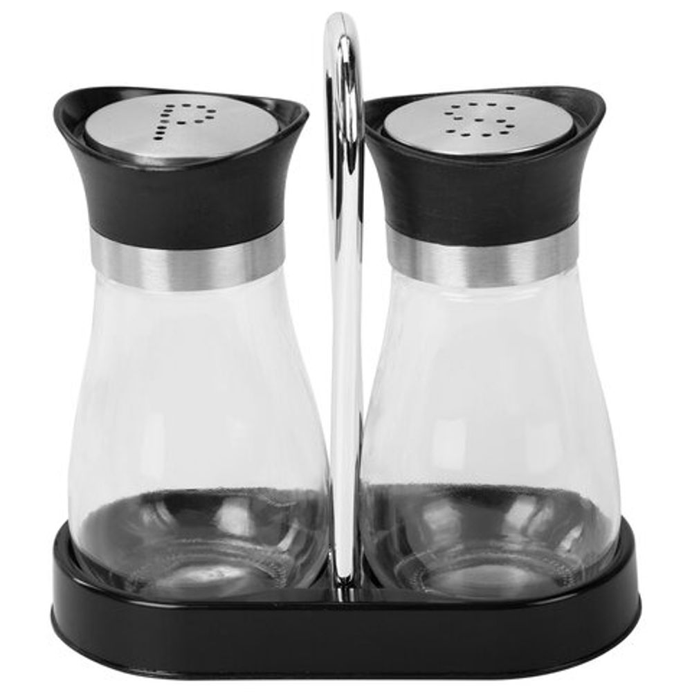 Набор для специй 2х130 мл, ULTRA, подставка + солонка + перечница, отверстия S/P, WEGLA (ВЕГЛА), 700233