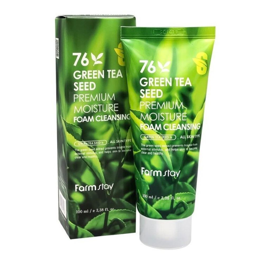 Farm Stay Green Tea Seed Pure Cleansing Foam увлажняющая пенка для умывания с семенами зеленого чая