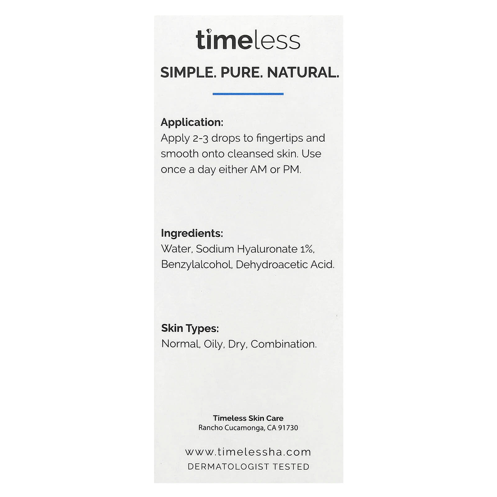 Timeless Skin Care, 100% чистая гиалуроновая кислота, 30 мл (1 жидк. унц.)