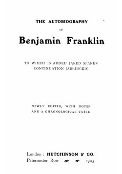 The autobiography of Benjamin Franklin | Benjamin Franklin