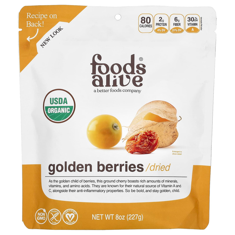 Foods Alive, Органические золотые ягоды, сушеные, 227 г (8 унций)