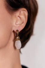 HMG 1019 розовый кварц Серьги арт.890