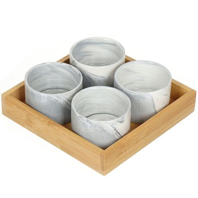 Набор для сервировки керам, 200 мл, 4 шт, бамбуковая подст, Y4-3555