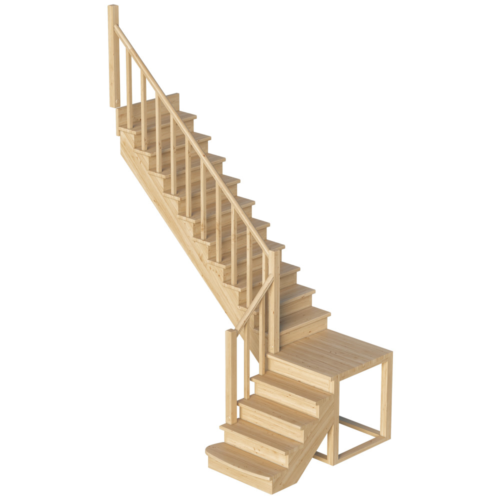 Лестница на второй этаж К-002м/2 Левая c подступенками