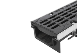 Лоток HEAVY 100.125 h125 с решеткой чугунной щелевой, класс Е