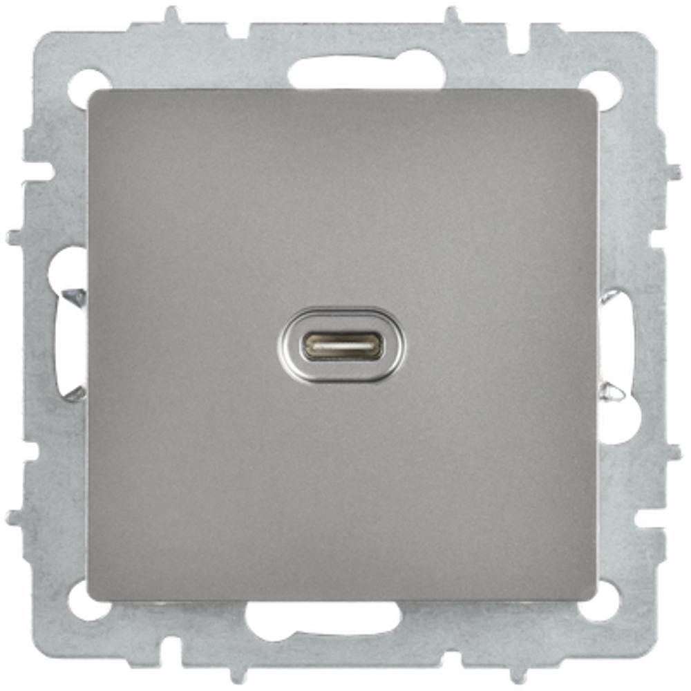 BRITE Розетка USB C 65Вт высокоскоростная зарядка РЮ12-1-БрС сталь IEK