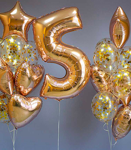 09_Два букета по 9 шаров  + одна цифра на грузиках