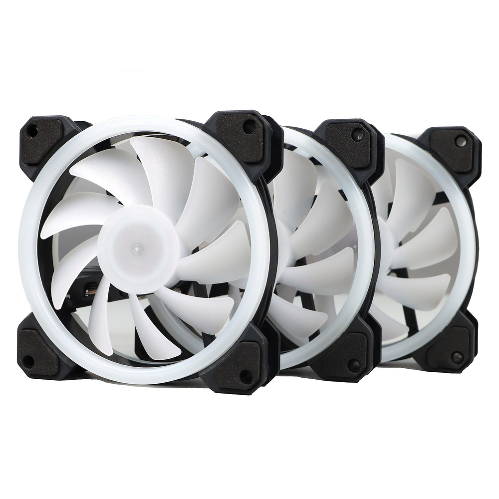Комплект из 3 вентиляторов TESLA RGB120-LD3, 120мм, 1200rpm, 3-pin+Molex, белый/RGB, 38CFM, 21дБ, антивибропрокладки (TSL-120-LD3)