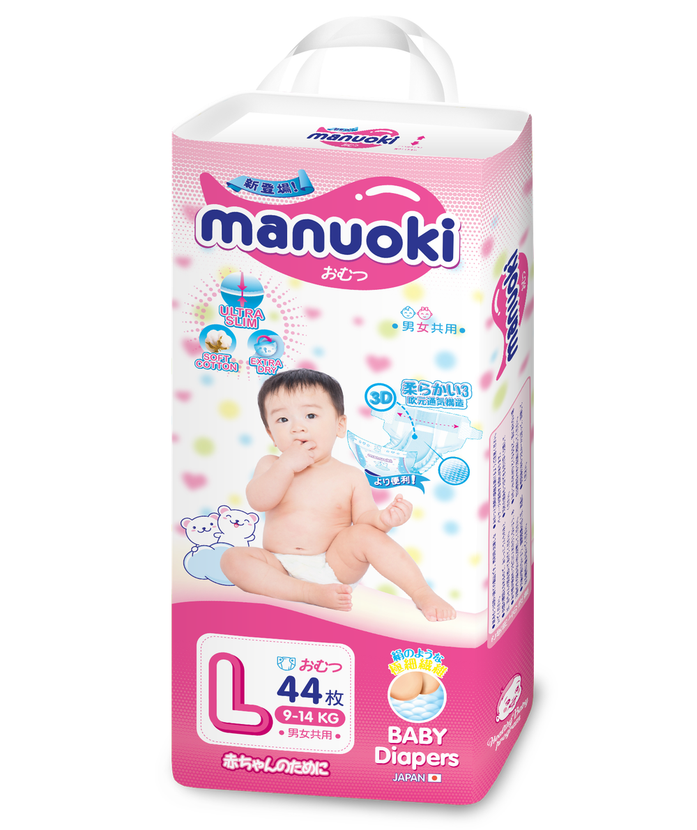 Подгузники Manuoki L 9-14 кг 44 шт