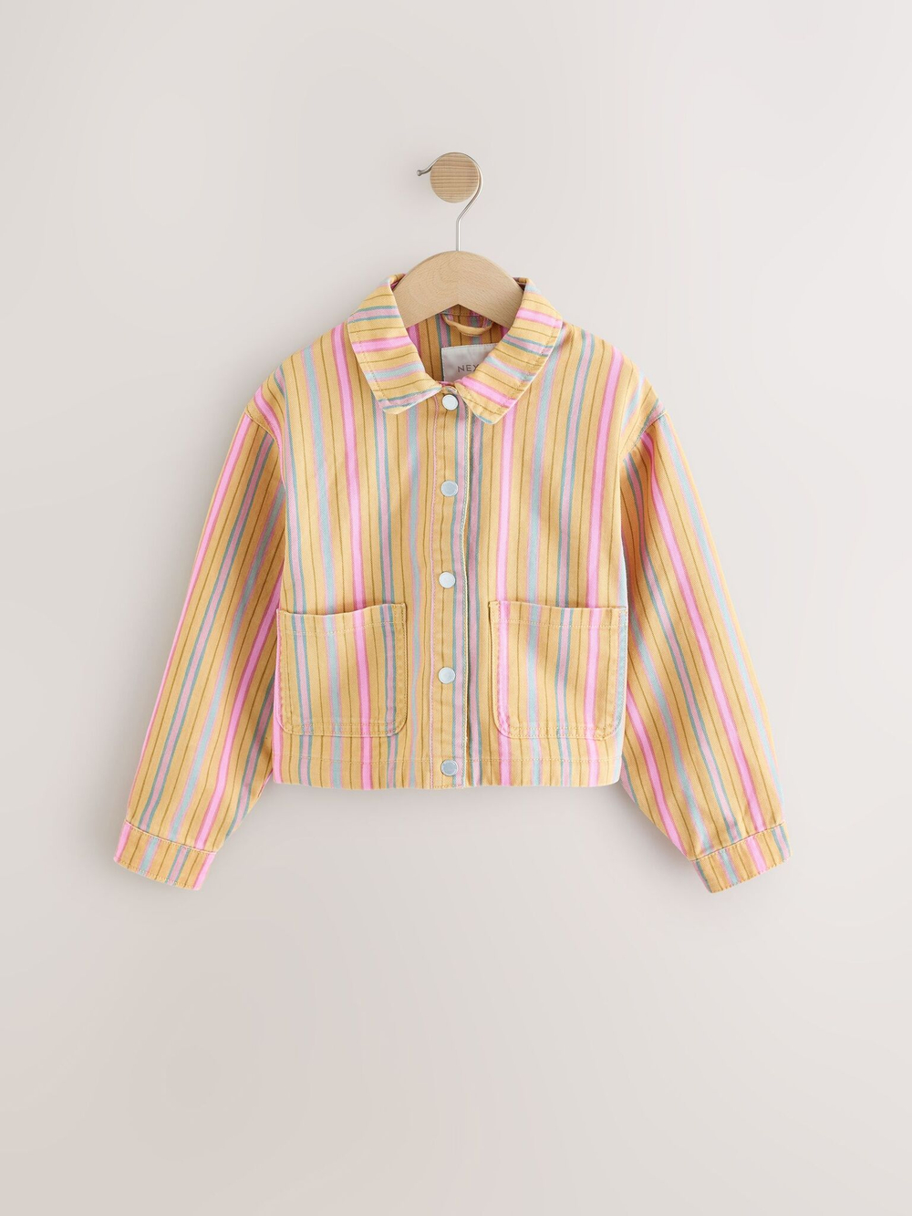 Куртка джинсовая для девочки Next AL1-589, Бежевый, Розовый, Синий