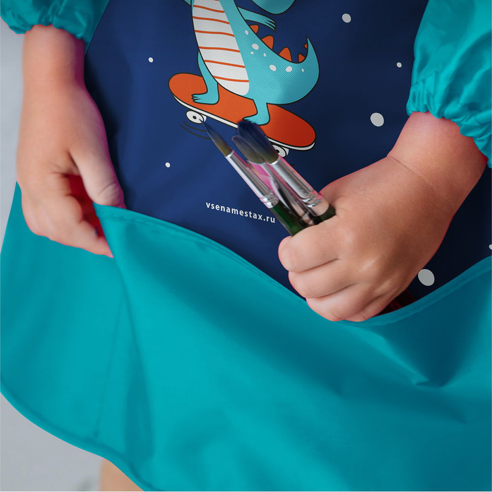 Фартук завязки 49х39 Динозавр (синий)