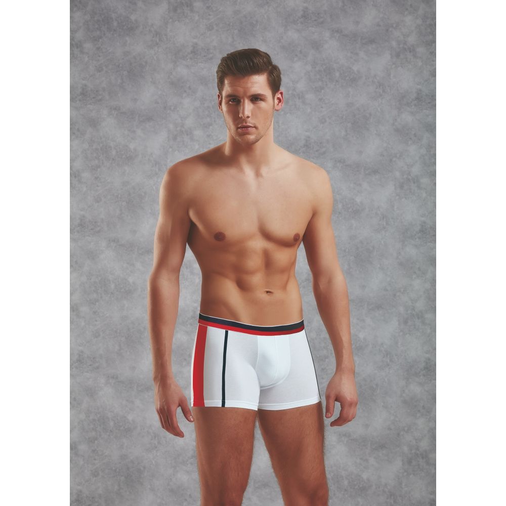 Мужские трусы боксеры белые с красной полоской Doreanse 1713