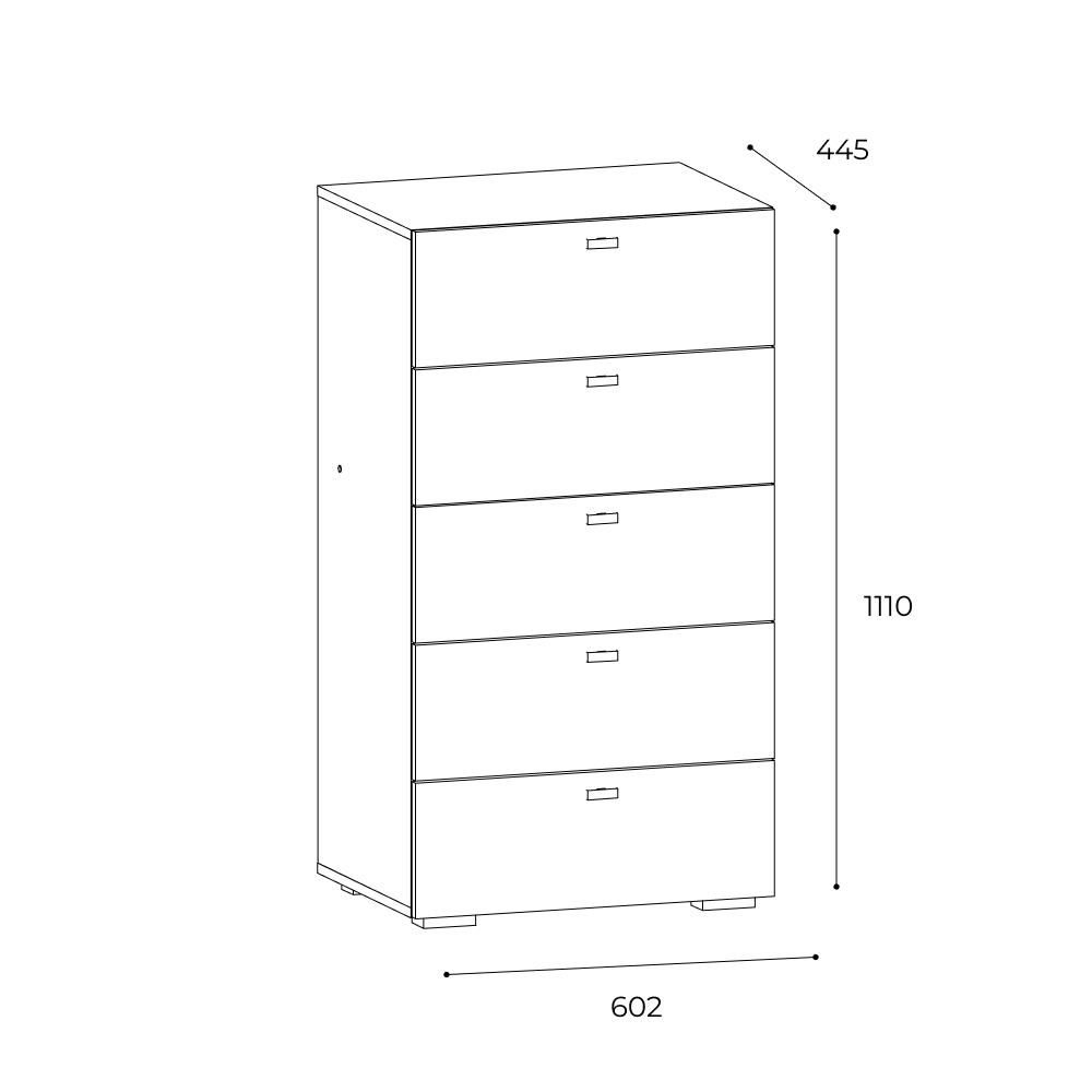 Комод 5 ящиков Скайлайн, белый