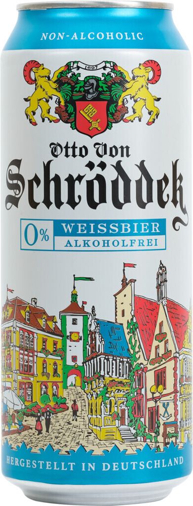 Пиво Отто Фон Шреддер Вайсбир Безалкогольное / Otto Von Schrodder Weissbier Alkoholfrei 0.5 - банка