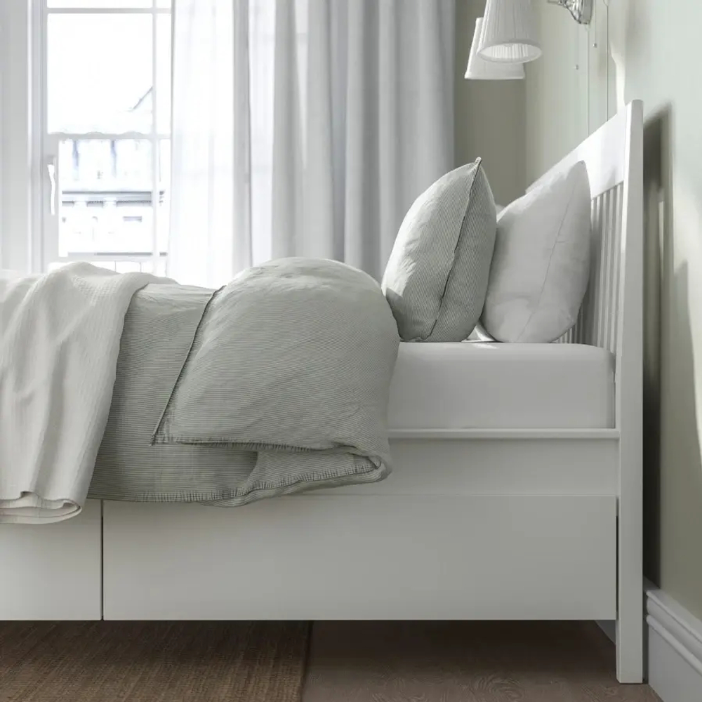 Каркас кровати с выдвижными ящиками - IKEA IDANÄS/IDANAS/LURÖY/LUROY, 200х160 см, белый, ИДАНЭС/ЛУРОЙ ИКЕА
