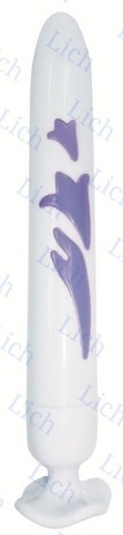 Белый вибратор с голубыми цветами