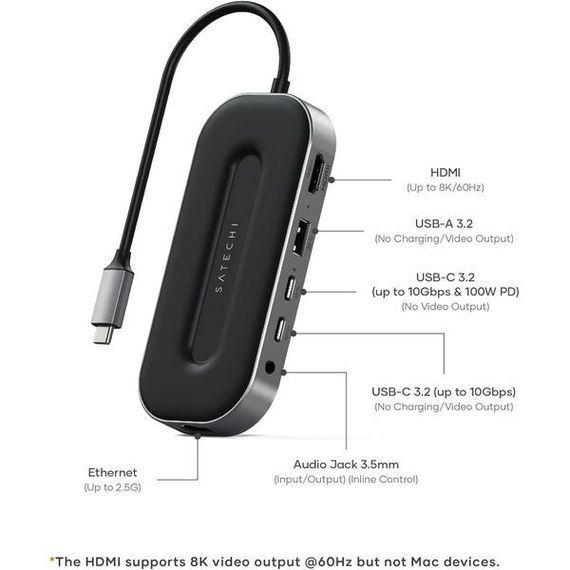 Хаб Satechi USB-C Multiport Adapter with 2.5G Ethernet (ST-U4MGEM) Space Grey