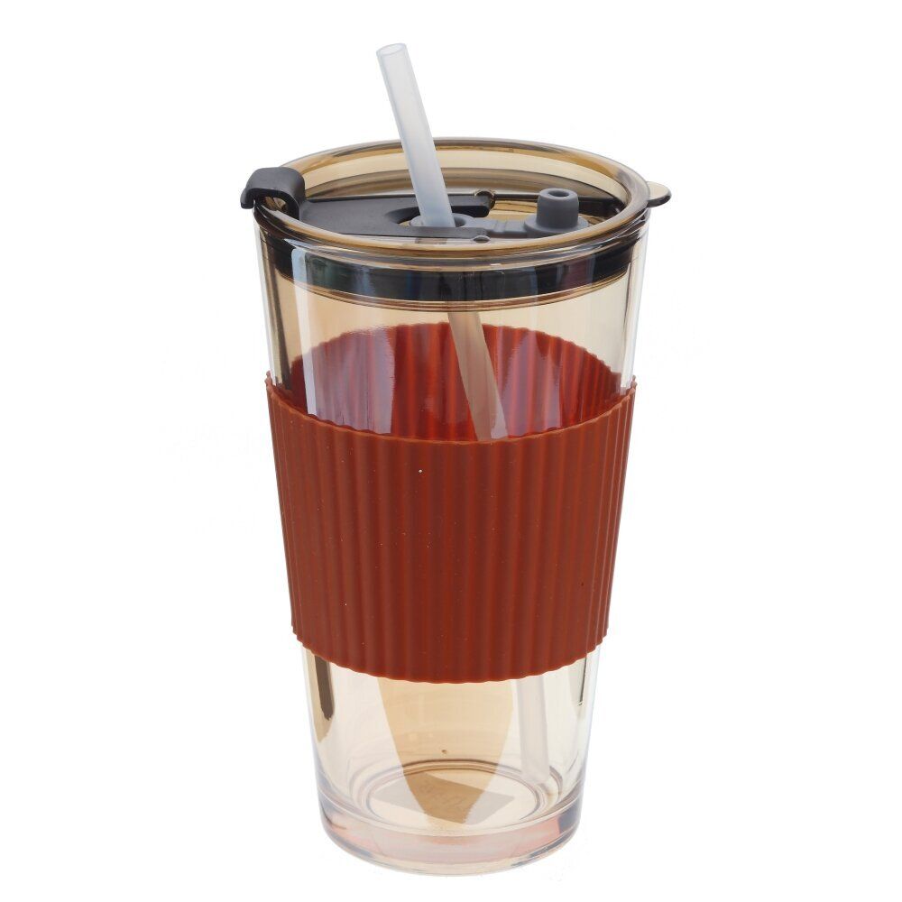 GAEM Стакан с трубочкой, 490 мл, L8,5 W8,5 H14,5 см, 2в.