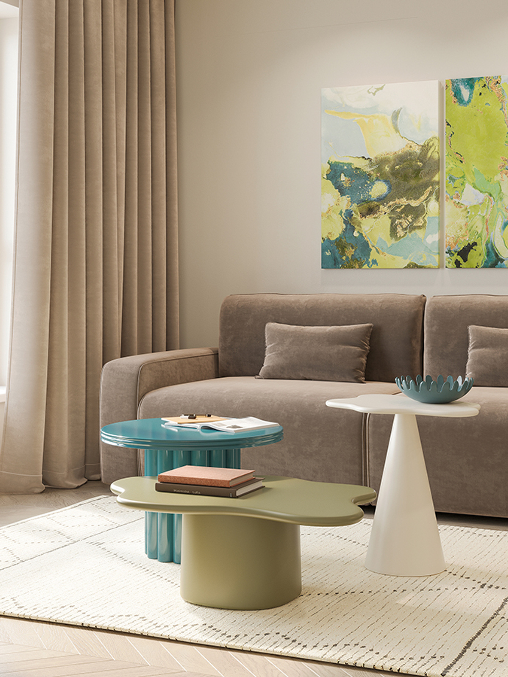 Столик приставной Bergenson Bjorn Fluid, 56х52 см, морская пена