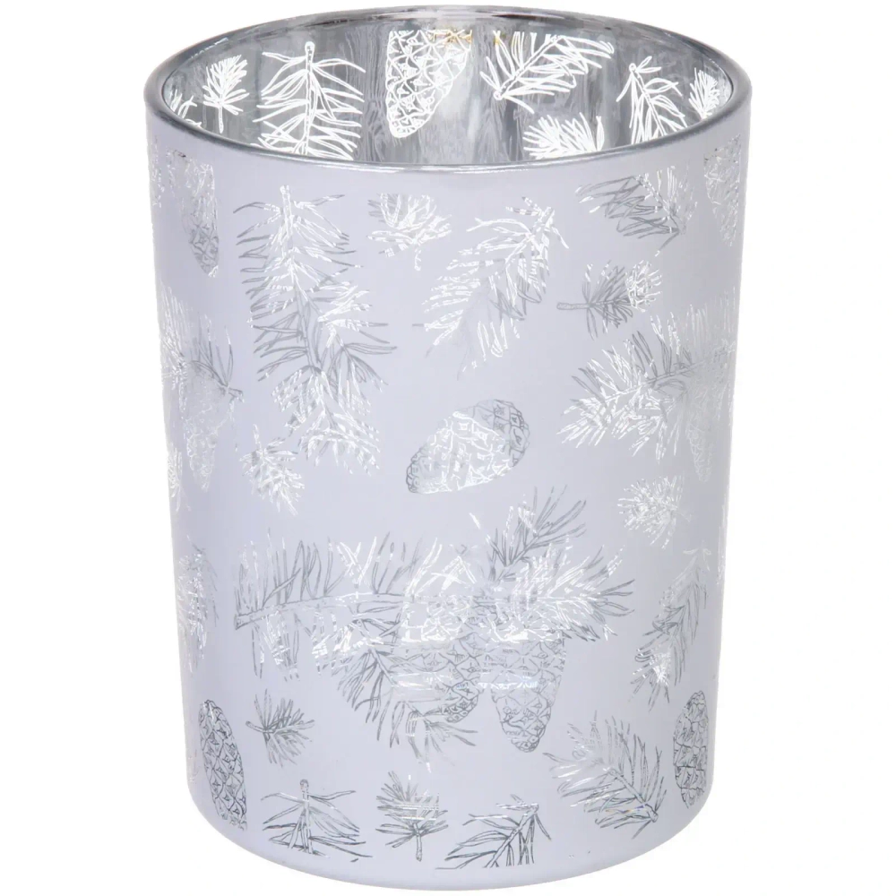Подсвечник «Зимняя хвоя» 10*12,5 см, Белый