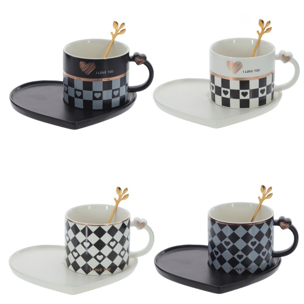 GAEM Кружка с блюдцем и ложкой, 220 мл, L16 W14 H7,5 см, 4в.