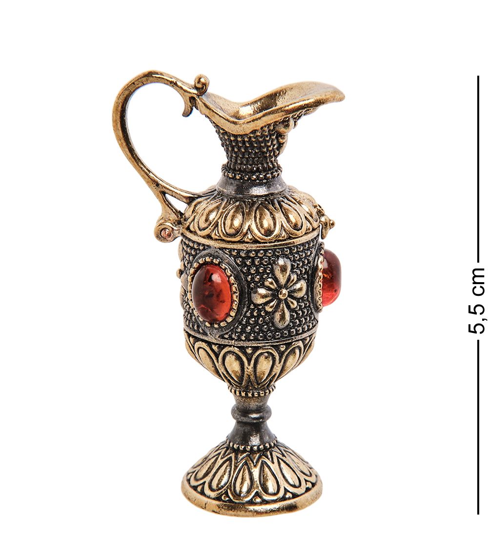 AM-3164 Фигурка «Кувшин Цветок востока» (латунь, янтарь)