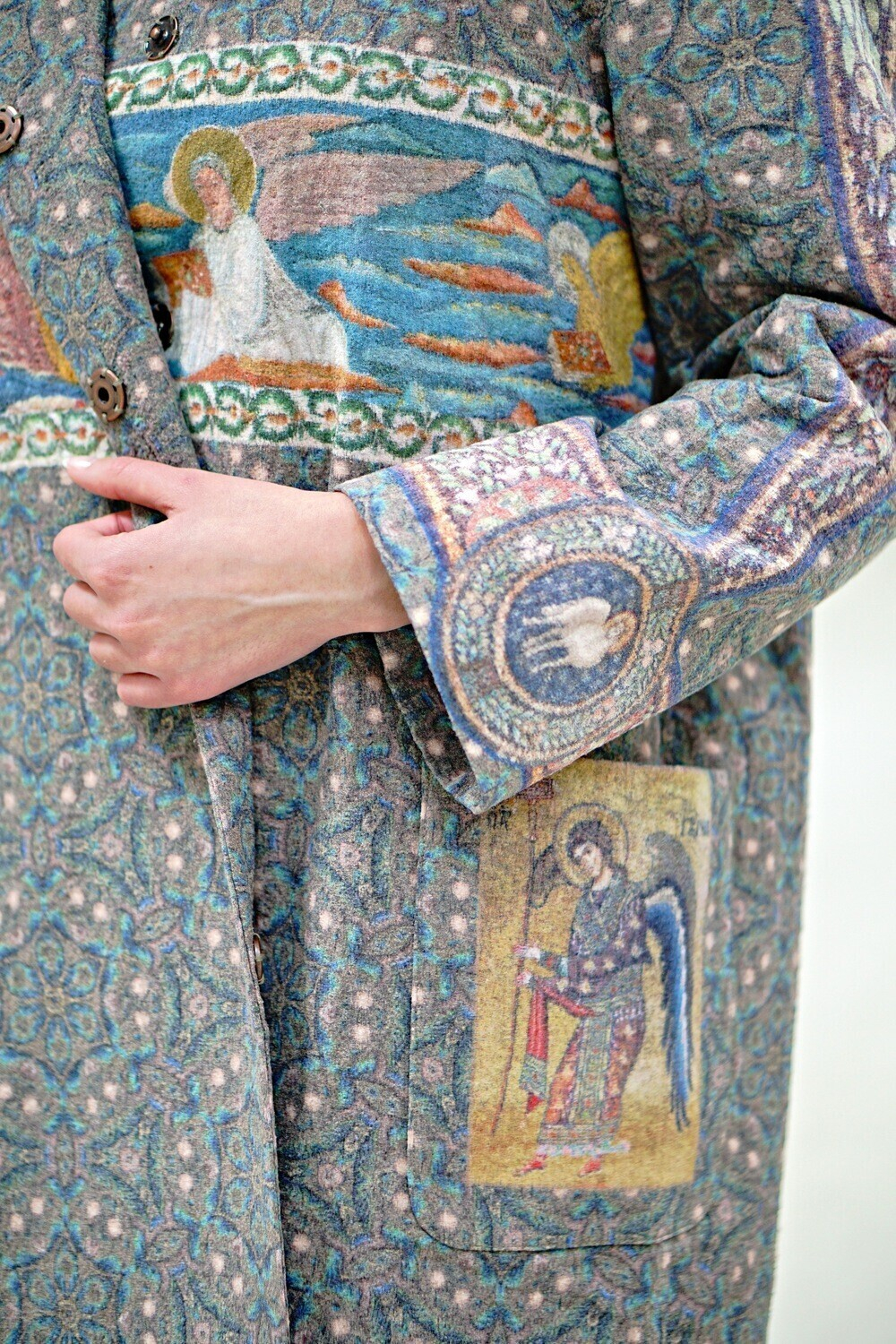 Пальто "Равенна", по мотивам византийской мозаики из базилики Святого Виталия Миланского (San Vitale) в Равенне