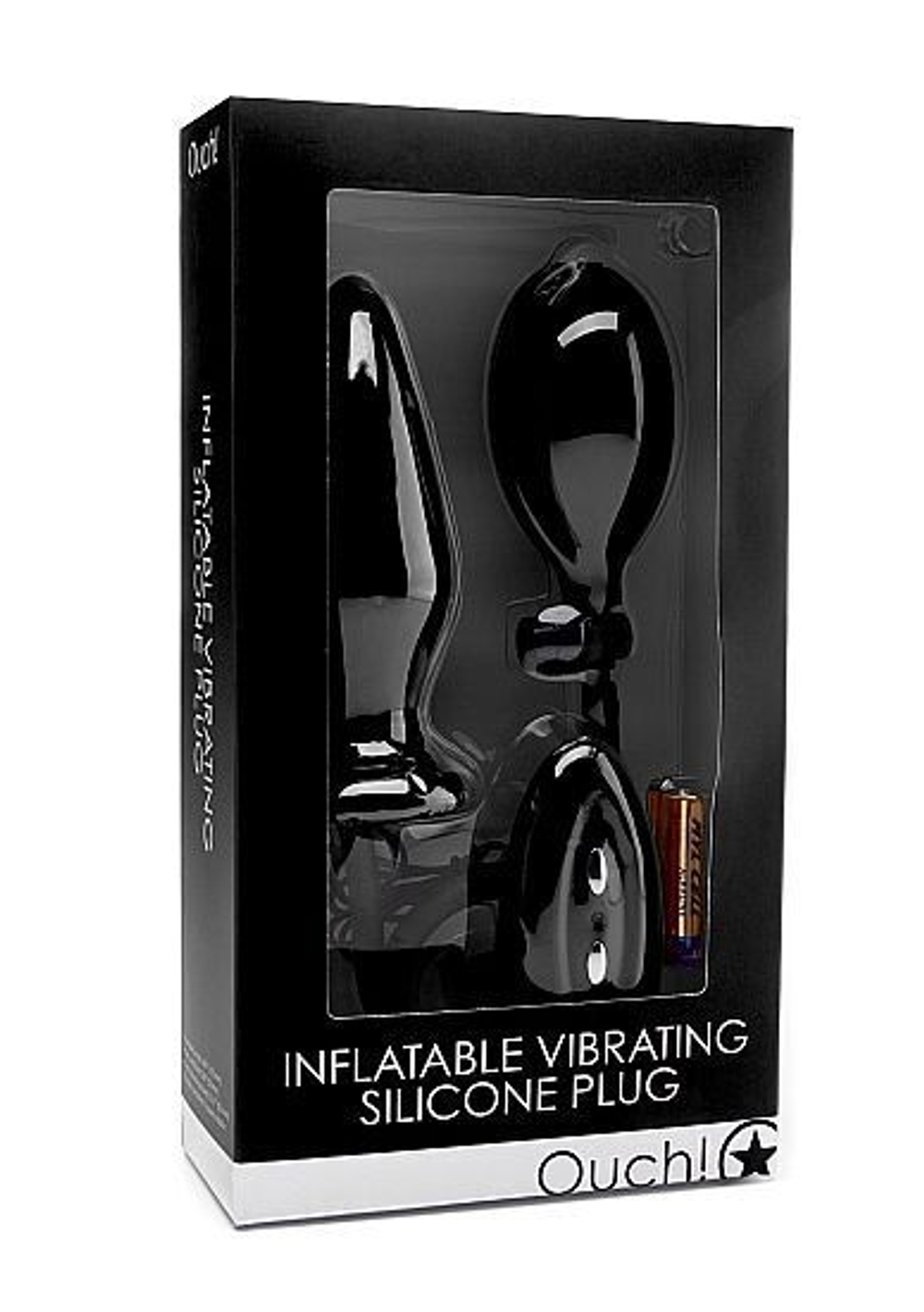 Чёрный анальный стимулятор с функцией расширения и вибрацией Inflatable Vibrating Silicone Plug - 12,2 см. (Цвет: черный)
