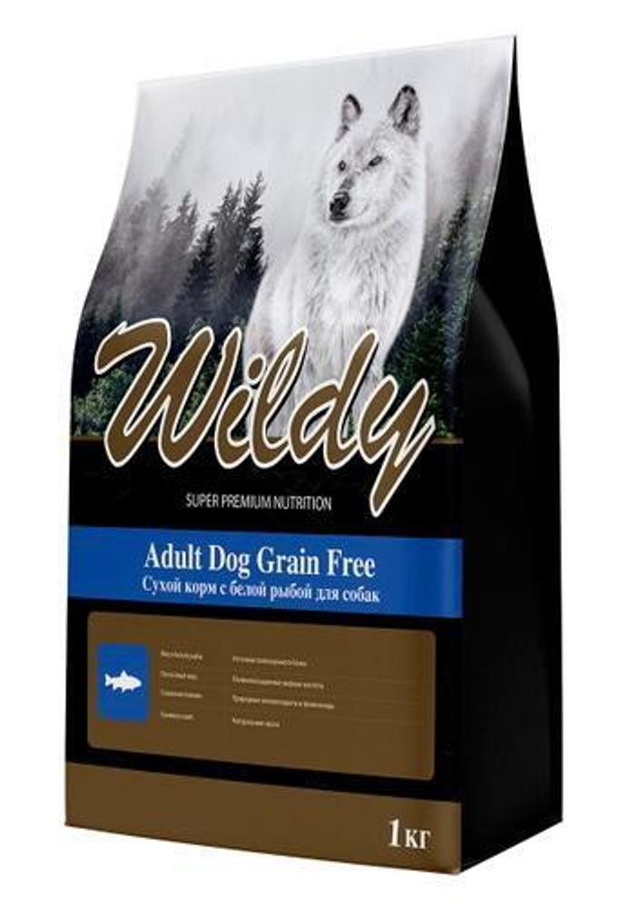 Сухой корм Wildy Adult Dog Grain Free для собак с белой рыбой 1 кг