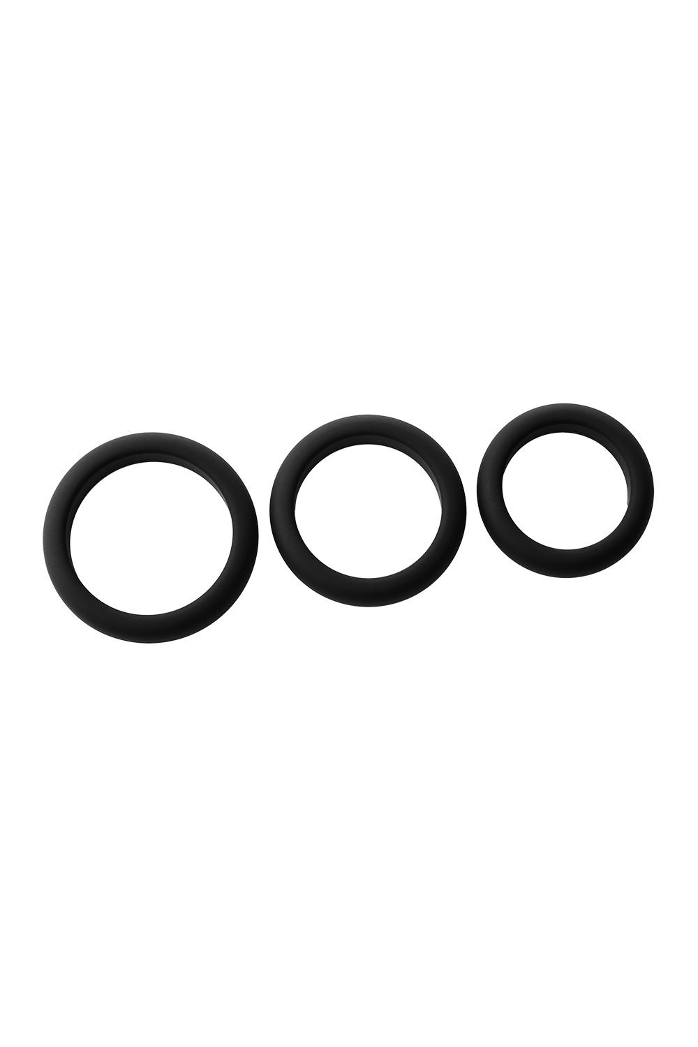 Набор из 3 черных эрекционных колец Smooth Silicone Cockring Pack (Цвет: черный)