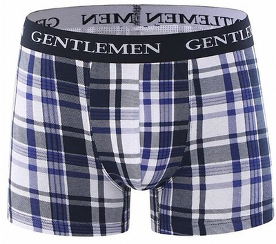 Клетчатые боксеры с широкой брендированной резинкой (Размер: XXL) (Цвет: темно-синий)