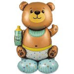 Шар Фольгированный Малыш Мишка бутылочка голуб (Голубой)