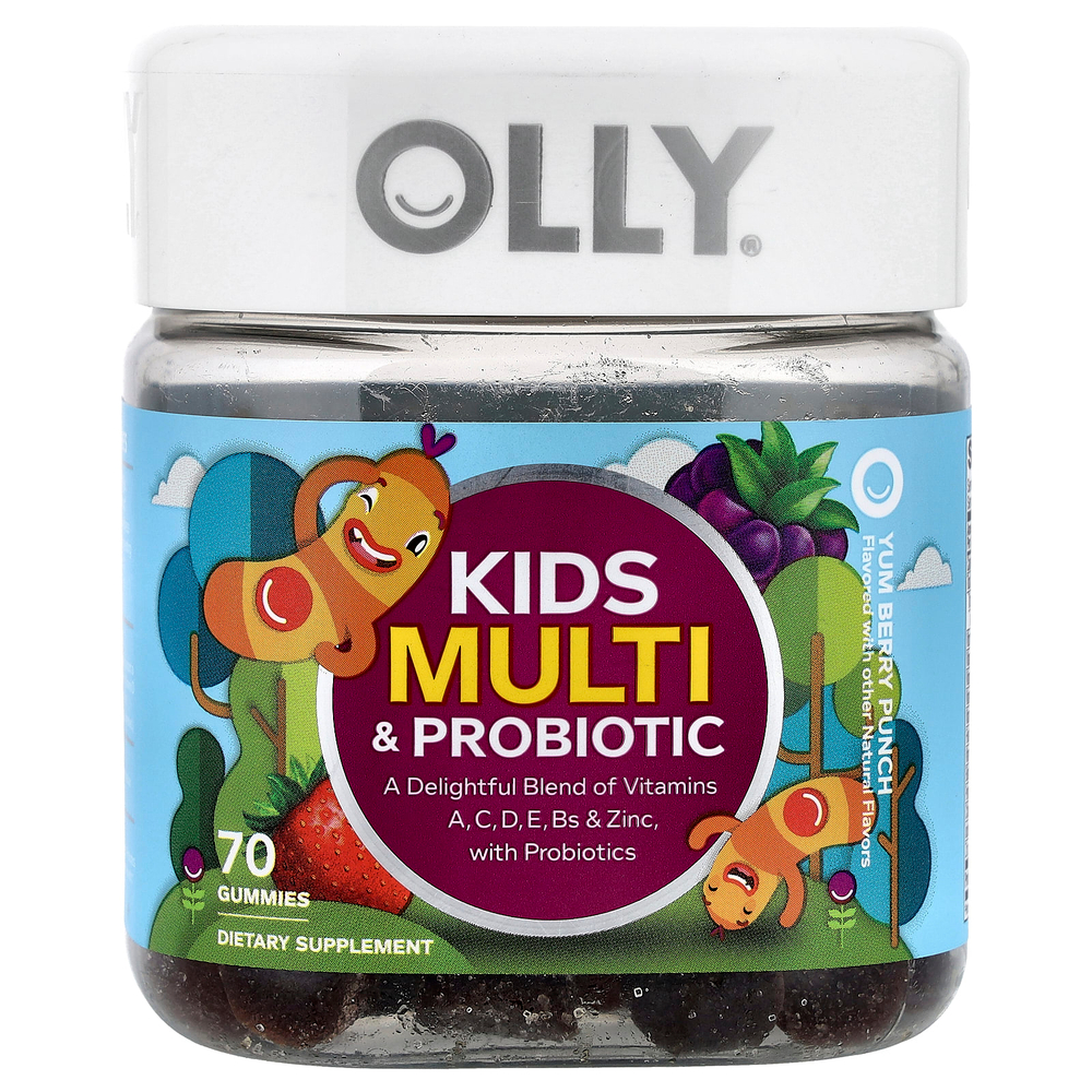 OLLY, детские жевательные мультивитамины и пробиотики, со вкусом ягодного пунша, 70 жевательных таблеток