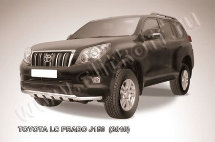 Защита переднего бампера (нержавейка) Toyota Land Cruiser Prado J150 (2009-2013) d57+d57 с профильной защитой картера